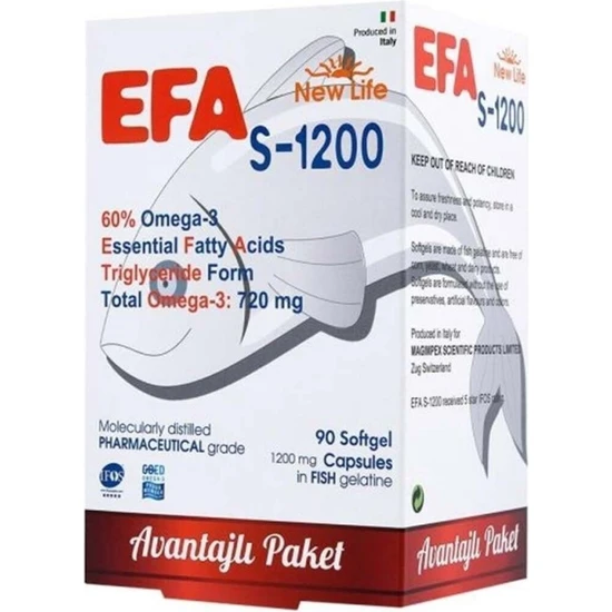 New Life Efa S 1200 Omega 3 Balık Yağı 90 Kapsül