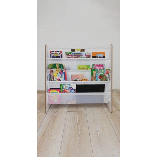 Beyaz Montessori Çocuk Odası Kitaplığı Mdf 4 29 cm 64 cm Klasik