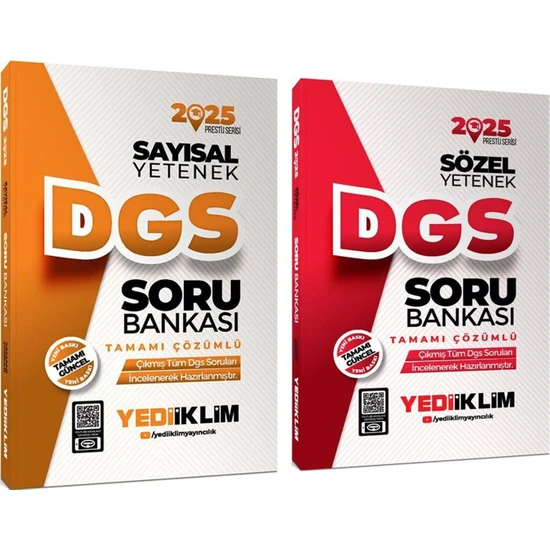 Yediiklim Yayınları 2025 DGS Sayısal ve Sözel Yetenek Soru Bankası Seti 2 Kitap