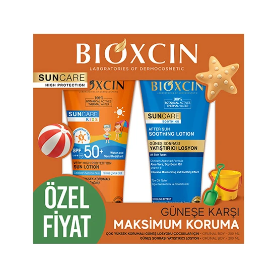 Bioxcin Sun Care Çok Yüksek Korumalı Çocuk Güneş Kremi 50SPF After Sun Hediyeli - % 100 Botanik Aktif 200 ml