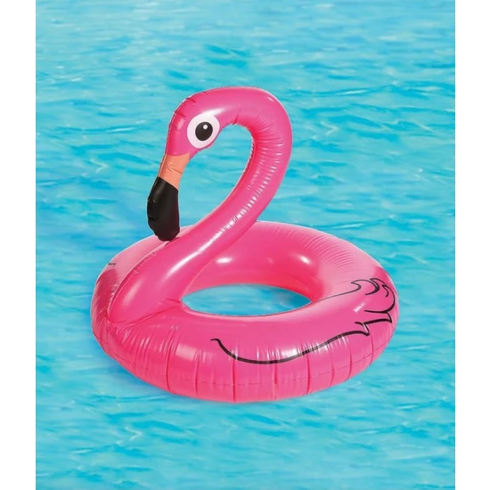 Tuengi Store 6-14 Yaş Büyük Boy Flamingo Başlı Simit Şişme Deniz Havuz Simidi Çocuk Yüzme Simidi 85 cm