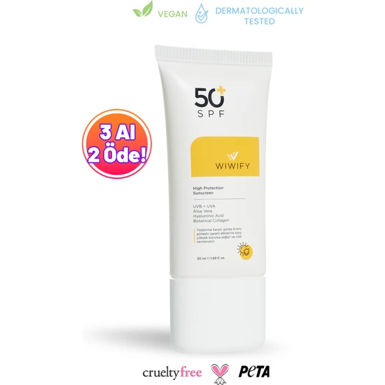 WIWIFY Leke Karşıtı Cilt Tonu Eşitleyici Yüksek Korumalı Güneş Kremi Spf 50+ 50ML (Aloe Vera Özlü)