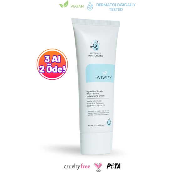 WIWIFY Su Bazlı Yoğun Nemlendirici Krem 100 ml Hydration Booster Daily Moisturizing Cream 24 Saat Etkili