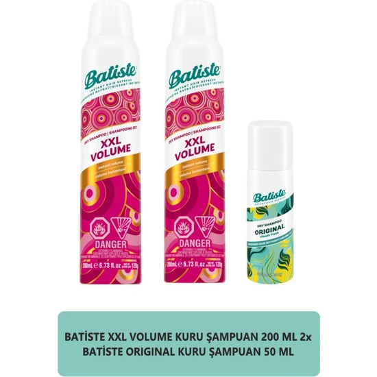 Batıste Kuru Şampuan Xxl Volume 200 ml + Batıste Kuru Şampuan Orıgınal 50 ml