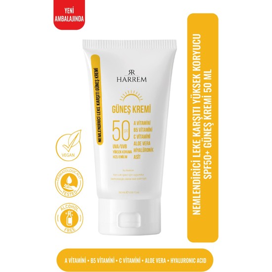 Harrem Nemlendirici Leke Karşıtı SPF50+ Güneş Kremi 50 ml