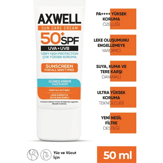 SPF 50+ Leke Karşıtı Nemlendirici Yüksek Koruma Güneş Kremi 50 ML