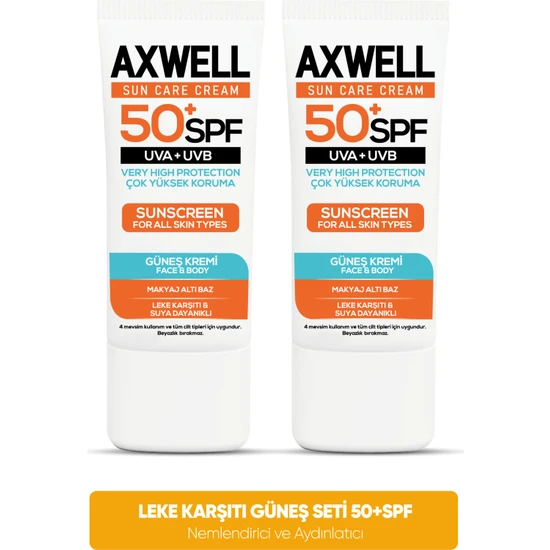 SPF 50+ 2 Li Fırsat Seti Leke Karşıtı Nemlendirici Yüksek Koruma Güneş Kremi 50 ML