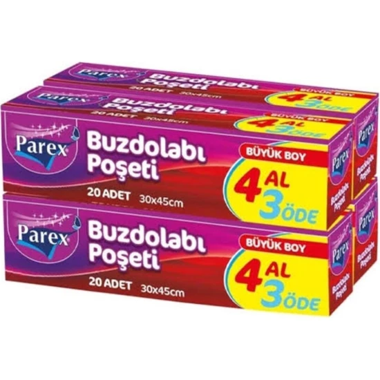 Parex 4 Al 3 Öde Buzdolabı Poşeti Büyük Boy 4X20 80 Adet