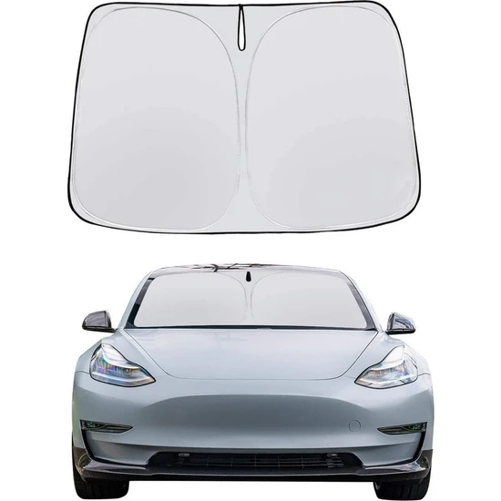 Mundo Venta Tesla Y Model Uyumlu Katlanabilir Araba Ön Cam Güneş Koruyucu Perde - 145X80CM (Yurt Dışından)