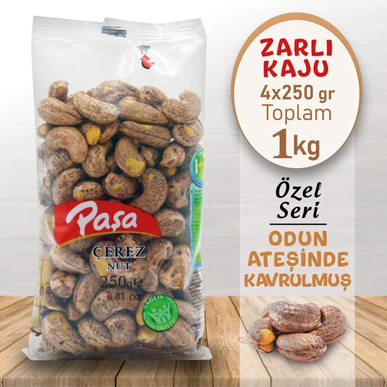 Paşa Kuruyemiş Odun Ateşinde Kavrulmuş Zarlı Kaju 250 gr x 4 Adet (1. Kalite)