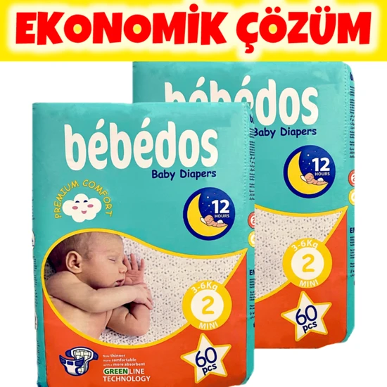 Bebedos Premium 2'li Mini(2) Bebek Bezi 120'LI Set