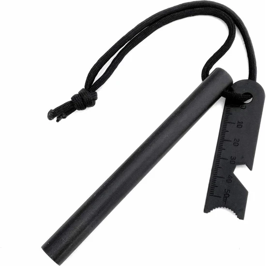 Valkyrie 10CM Boy 1cm En Full Magnezyum Ateş Başlatıcı Bar - %100 Katkısız Alüminyum Içermez Fire Starter Siyah