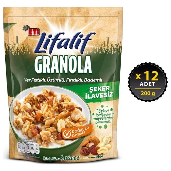 Eti Lifalif Granola Kuruyemişli 200 G x 12 Adet