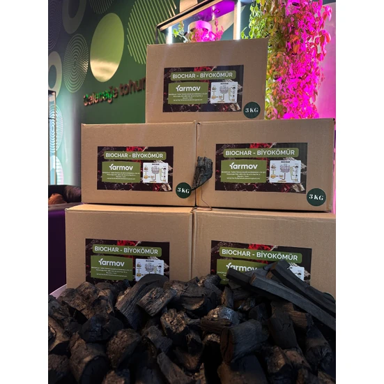Farmov Meşe Kömürü 3 kg Biyokömür Dumansız Katransız Biochar