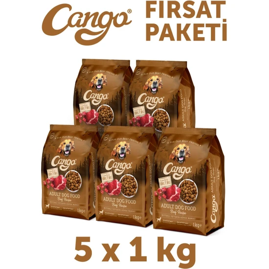 Cango Yetişkin Köpek Maması Etli Biftekli 1 kg 5'li