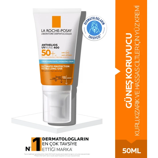 La Roche Posay Anthelios Uvmune 400 Spf 50+ Güneş Koruyucu- Kuru, Kızarık ve Hassas Ciltler İçin Yüz Kremi 50 ML