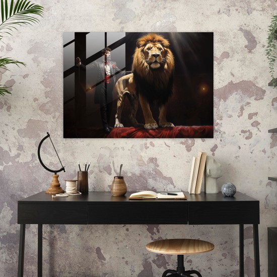 Sirk Rasmlar Painted Anarchy Görkemli Aslan Cam Baskı - Sirk, Sirk Cam Duvar Tablosu ...