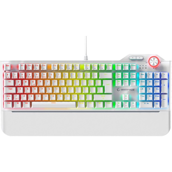 Rampage Hydra R6 Full Rgb LED Beyaz Gaming Pro Red Switch Q Aluminyum Kaplama Multimedia Mekanik Klv