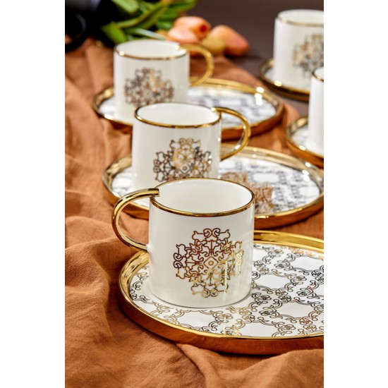 Vadi Carmen 6 Kişilik Porselen Gold Detaylı Otantik Desenli Fiyatı