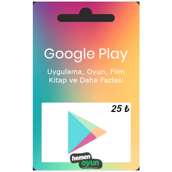 HemenOyun Google Play 25 TL Hediye Kartı Bakiye