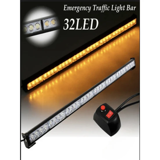 Tepe Led Bar Çakarlı Off Road 12-36V 112Cm Sarı-Sarı Metal Gövde