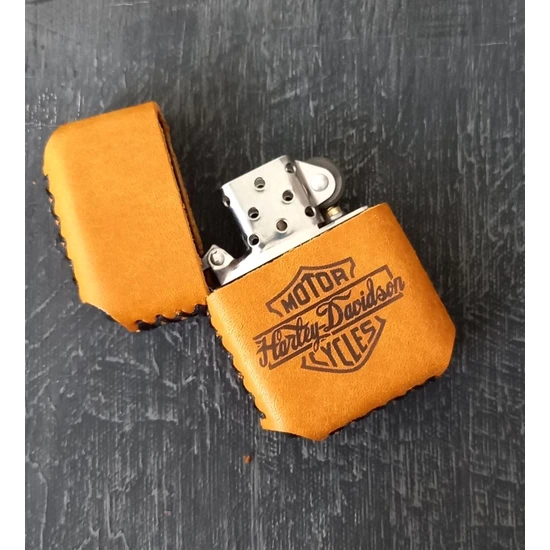 Nikura Craft Nikuracraft Kişiye Özel Benzinli Çakmak Deri Çakmak Hakiki Deri Çakmak Harley Desenli Zippo Tarzı Çakmak