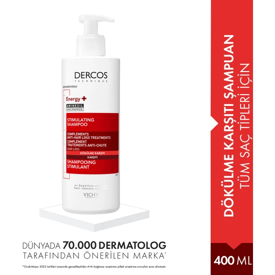 Vichy Dercos Energy+ Dökülme Karşıtı Şampuan 400 ml- Tüm Saç Tipleri İçin