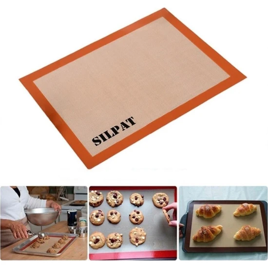 Kitchen Live Fırınlanabilir Yıkanabilir Kendinden Yağlı Silikon Pişirme ve Hamur Açma Matı Silpatı 40 x 30 cm