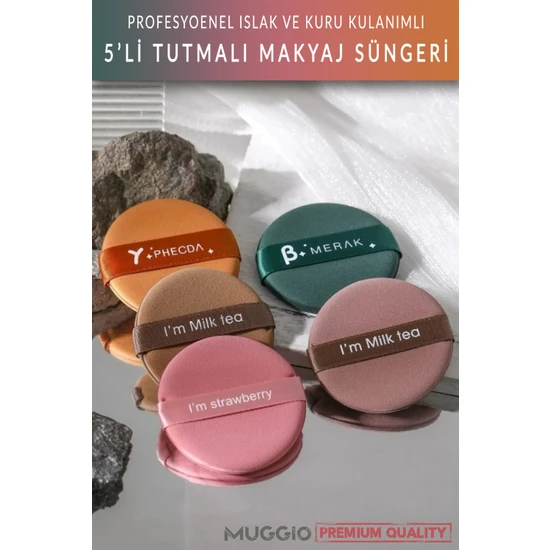 Muggio 5'li Tutmalı Makyaj Pudra Süngeri