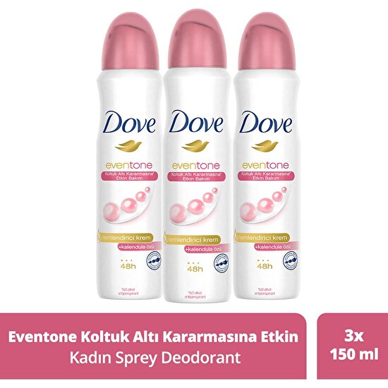 Dove Kadın Sprey Deodorant Even Tone Koltuk Altı Kararmasına Etkin Bakım 150 Ml X3