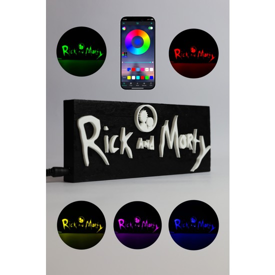 Domini Rick And Morty - Rgb LED Işıklı 3 Boyutlu Tabela - Fiyatı