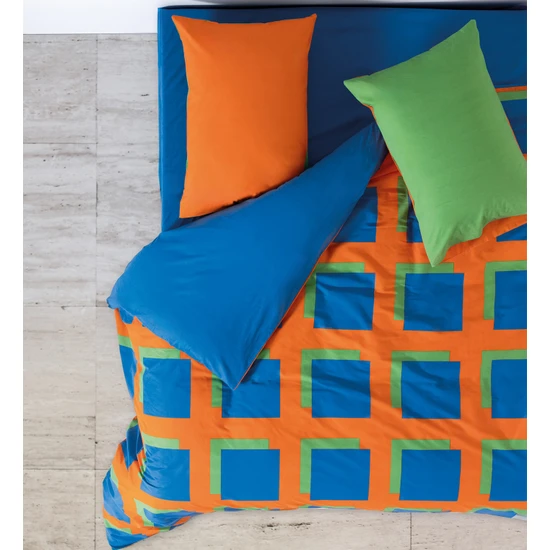 Cozy Home Popping Colors Çift Kişilik Lastikli Çarşaflı Nevresim Takımı Venus Mavi