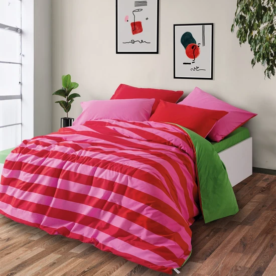 Cozy Home Popping Colors Çift Kişilik Lastikli Çarşaflı Nevresim Takımı Cherie Yeşil