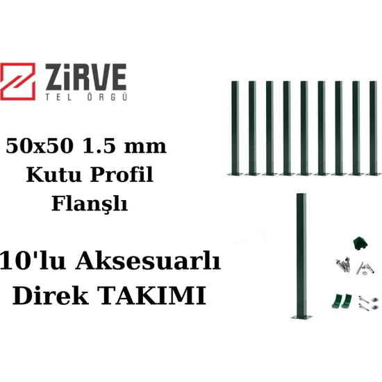 Zirve Tel Örgü 50 cm Panel Çit Direği Aksesuarlı (10 Adet)