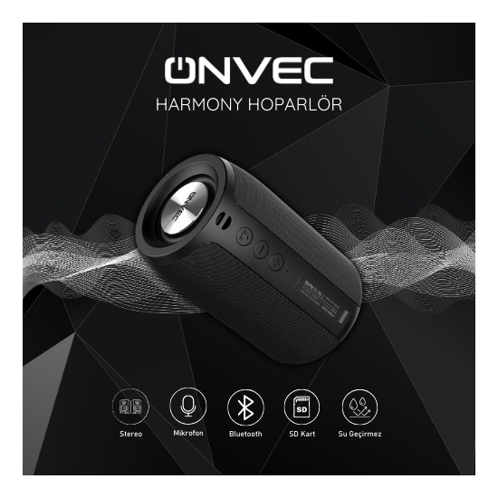 Onvec Harmony Hoparlör 5 W Güç, 80 dB Ses Kalitesi ve Taşıma Sapı ile Taşınabilir Müzik Deneyimi