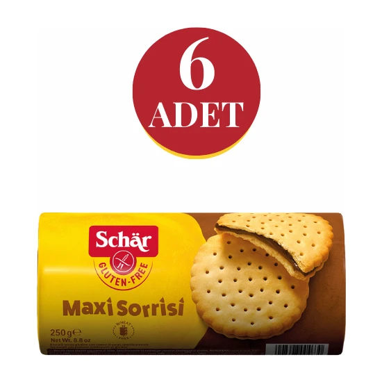 Schar Maxi Sorrisi Glutensiz Kakao Kremalı Bisküvi 250 GR (6 ADET)