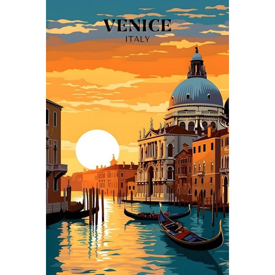 512 Art Design Venice İtalya Şehir Poster 30 x 42 Çerçevesiz