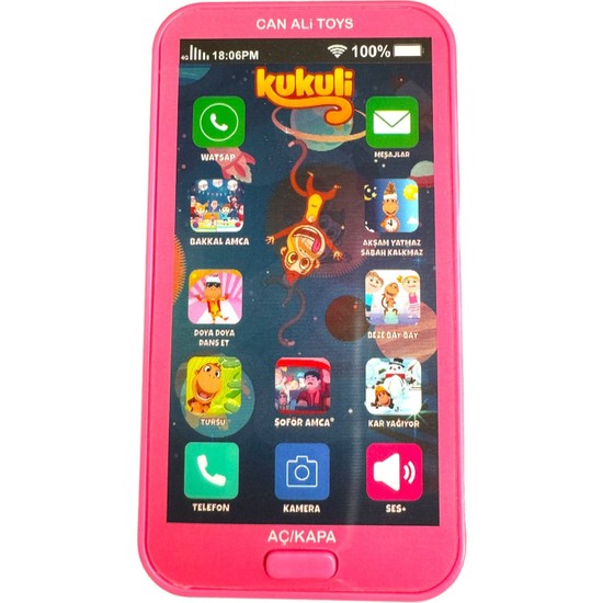 Trust Store Kukuli Eğlenceli Sesli Işıklı Müzikli Oyuncak Telefon Pembe Renkli Çocuk Telefonu