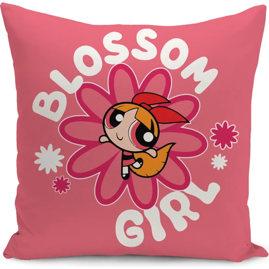 Yaya Design Co Powerpuff Girls Blossom Desenli Dijital Baskılı Kırlent Kılıfı Ve Yastık