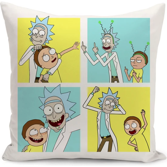 Yaya Design Co Rick And Morty Desenli Dijital Baskılı Kırlent Kılıfı Ve Yastık