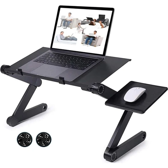 Mg Store Ayarlanabilir Laptop Sehpası Ergonomik Hafif-Taşınabilir Mouse Padli 2 Fanlı Katlanır Kanepe,yatak ve Masa Kullanımına Uygun