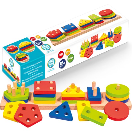 Circle Toys Ahşap Geometrik Şekiller 5’li