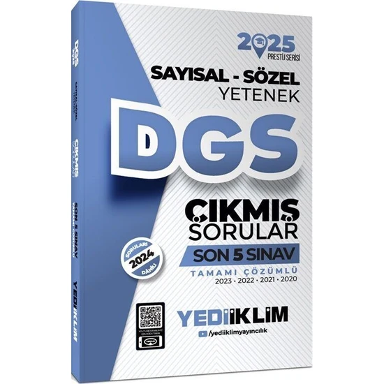 Yediiklim Yayınları 2025 DGS Sayısal Sözel Yetenek Tamamı Çözümlü Son 5 Sınav Çıkmış Sorular