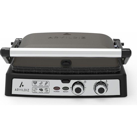 Aryıldız 2000 W Güçlü Multi Grill Tost Makinesi Antrasit Renkli Döküm Plakalar ile Kolay Kullanım