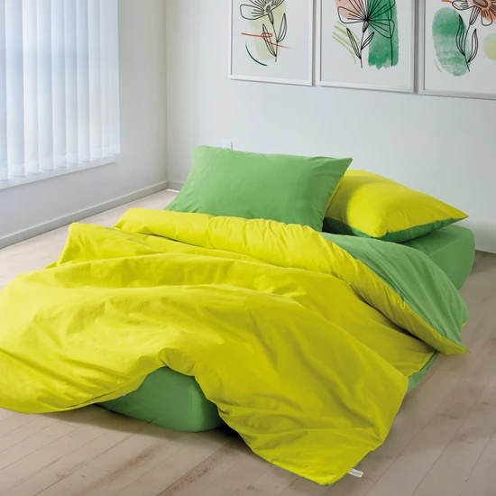 Cozy Home Popping Colors Tek Kişilik Lastikli Çarşaflı Nevresim Takımı Sage Sarı-Yeşil