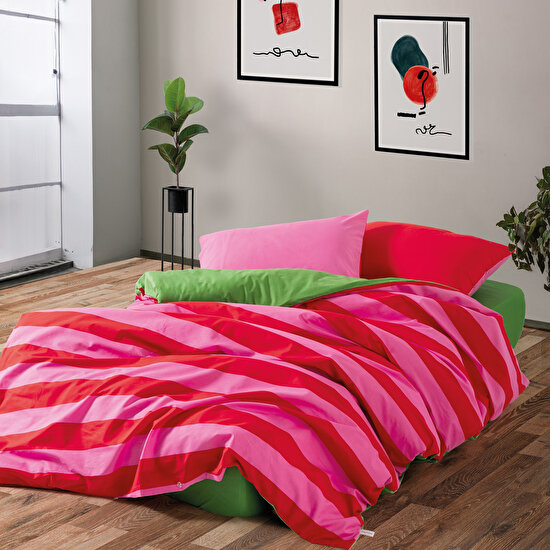 Cozy Home Popping Colors Tek Kişilik Lastikli Çarşaflı Nevresim Takımı Cherie Yeşil