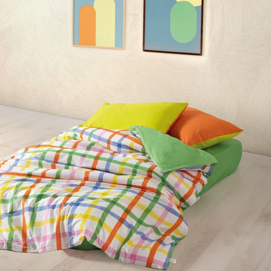 Cozy Home Popping Colors Tek Kişilik Lastikli Çarşaflı Nevresim Takımı Hype Yeşil