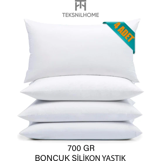 Teksnil Home | 4 Adet Boncuk Silikon Yastık | 700 Gram | Antialerjik | 50X70 cm | Ekonomik Yastık