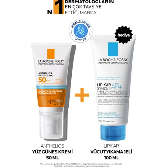 La Roche-Posay La Roche Posay Hassas Ciltler Için Güneş Koruyucu Cilt Bakım Seti: Anthelios Yüz Güneş Kremi 50ml&Lıpıkar Syndet 100ml