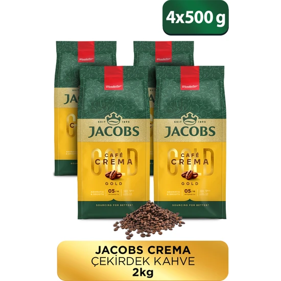 Jacobs Cafe Crema Çekirdek Kahve 500 Gr x4 Adet